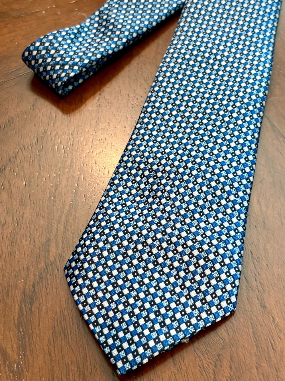 Van Heusen Blue and Black Micro-Check Dress Tie
